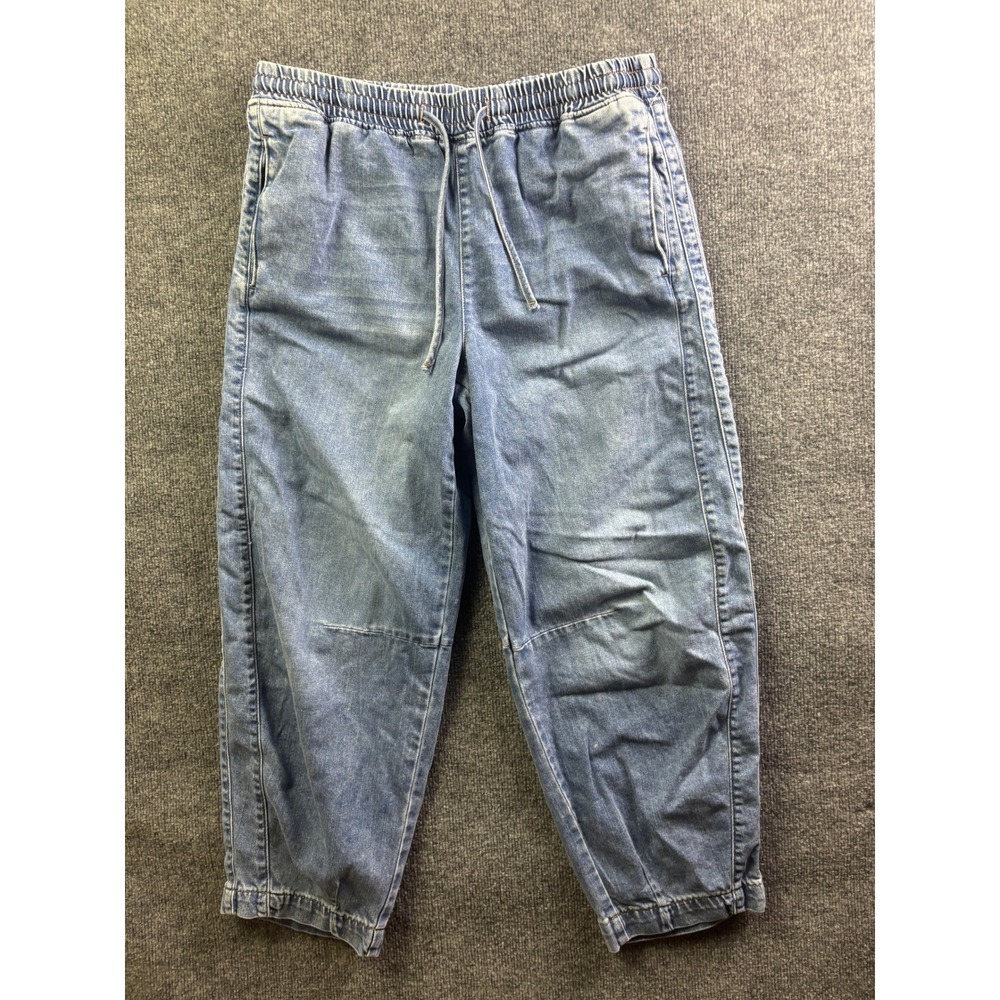 OAT New York Cloud Luxe Denim Joggers Womens 10/30 Blue Elastic Waist Drawstring
